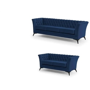 Chesterfield Polstergarnitur 3+2  Wilhelm ¦ blau ¦ Maße (cm): B: 237 H: 78