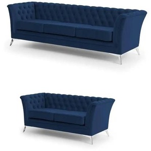 Chesterfield Polstergarnitur 3+2  Wilhelm ¦ blau ¦ Maße (cm): B: 237 H: 78