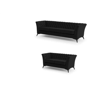 Chesterfield Polstergarnitur 3+2 Wilhelm ¦ schwarz ¦ Maße (cm): B: 237 H: 78