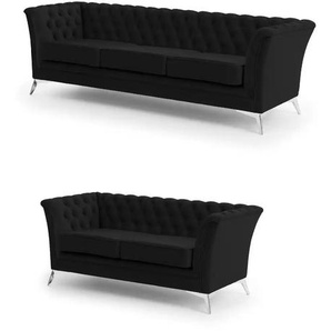 Chesterfield Polstergarnitur 3+2 Wilhelm ¦ schwarz ¦ Maße (cm): B: 237 H: 78