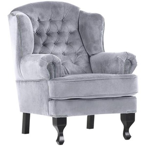 Chesterfield-Sessel , Grau , Textil , Kiefer , massiv , 87x107x96 cm , Stoffauswahl , Wohnzimmer, Sessel, Chesterfield-Sessel