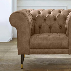 Chesterfield-Sessel GUIDO MARIA KRETSCHMER HOME&LIVING Tinnum Sessel Gr. Luxus-Microfaser, B/H/T: 106 cm x 77 cm x 87 cm, braun (hellbraun) Chesterfield Sessel