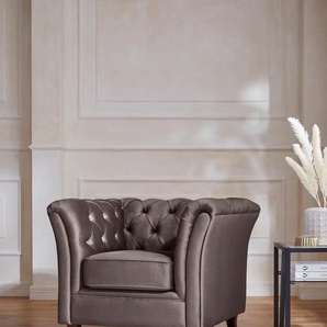 Chesterfield-Sessel HOME AFFAIRE Reims Sessel Gr. Samtoptik, B/H/T: 98 cm x 76 cm x 88 cm, braun Chesterfield Sessel mit echter Chesterfield-Knopfheftung, hochwertige Verarbeitung