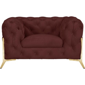 Chesterfield-Sessel LEONIQUE Amaury Sessel Gr. Samtoptik, Füße goldfarben, B/H/T: 125 cm x 75 cm x 97 cm, rosa (rose) Chesterfield Sessel aufwändige Knopfheftung, moderne Optik, Fußfarbe wählbar