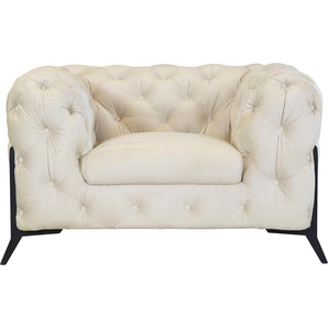 Chesterfield-Sessel LEONIQUE Amaury Sessel Gr. Samtoptik, Füße schwarz, B/H/T: 125 cm x 75 cm x 97 cm, beige Chesterfield Sessel aufwändige Knopfheftung, moderne Optik, Fußfarbe wählbar