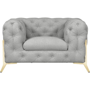 Chesterfield-Sessel LEONIQUE Amaury Sessel Gr. Struktur, Füße goldfarben, B/H/T: 125 cm x 75 cm x 97 cm, silberfarben (silber) Chesterfield Sessel aufwändige Knopfheftung, moderne Optik, Fußfarbe wählbar