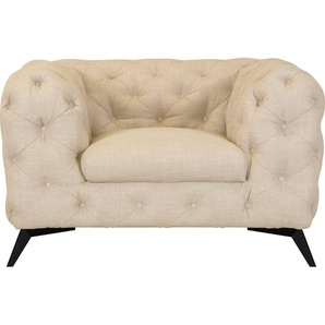 Chesterfield-Sessel LEONIQUE Glynis Sessel Gr. Struktur, Fußfarbe schwarz, B/H/T: 125 cm x 75 cm x 97 cm, beige (creme) Chesterfield-Sessel Chesterfield Sessel aufwändige Knopfheftung, moderne Optik, Fußfarbe wählbar