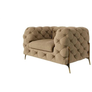 S-STYLE Chesterfield Sessel  Natalie ¦ beige ¦ Maße (cm): B: 125 H: 75