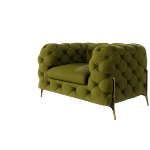 S-STYLE Chesterfield Sessel  Natalie ¦ grün ¦ Maße (cm): B: 125 H: 75