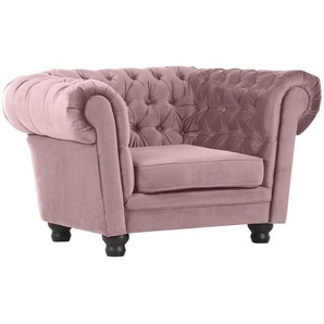 Chesterfield-Sessel , Rosa , Textil , Buche , massiv , 130x79x93 cm , Stoffauswahl , Wohnzimmer, Sessel, Chesterfield-Sessel