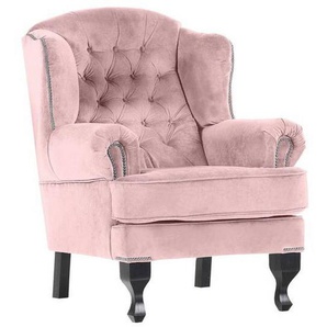 Chesterfield-Sessel , Rosa , Textil , Kiefer , massiv , 87x107x96 cm , Stoffauswahl , Wohnzimmer, Sessel, Chesterfield-Sessel