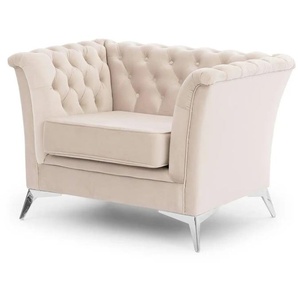 S-STYLE Chesterfield Sessel  Wilhelm ¦ beige ¦ Maße (cm): B: 116 H: 78