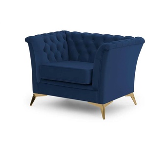 S-STYLE Chesterfield Sessel Wilhelm ¦ blau ¦ Maße (cm): B: 116 H: 78