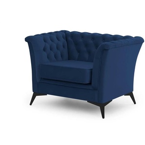 S-STYLE Chesterfield Sessel Wilhelm ¦ blau ¦ Maße (cm): B: 116 H: 78