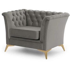S-STYLE Chesterfield Sessel  Wilhelm ¦ grau ¦ Maße (cm): B: 116 H: 78