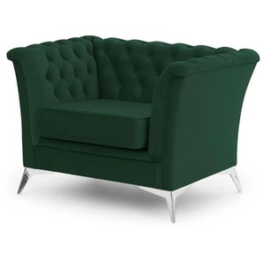 S-STYLE Chesterfield Sessel Wilhelm - grün - Materialmix - 116 cm - 78 cm | Möbel Kraft