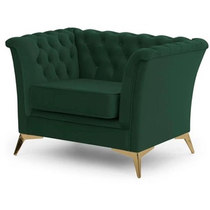 S-STYLE Chesterfield Sessel Wilhelm - grün - Materialmix - 116 cm - 78 cm | Möbel Kraft