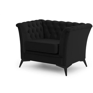 S-STYLE Chesterfield Sessel  Wilhelm ¦ schwarz ¦ Maße (cm): B: 116 H: 78