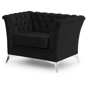 S-STYLE Chesterfield Sessel Wilhelm ¦ schwarz ¦ Maße (cm): B: 116 H: 78