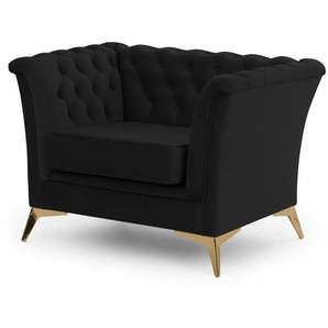 S-STYLE Chesterfield Sessel  Wilhelm ¦ schwarz ¦ Maße (cm): B: 116 H: 78