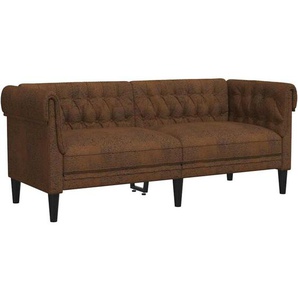 Chesterfield-Sofa 2-Sitzer Braun Stoff Vidaxl 267750
