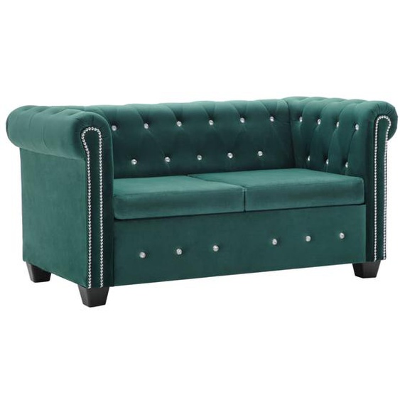 Chesterfield Sofa 2-Sitzer Samtbezug 146 x 75 x 72 cm Grün