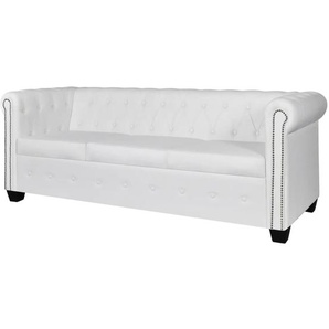 Chesterfield-Sofa 3-Sitzer Kunstleder Weiß
