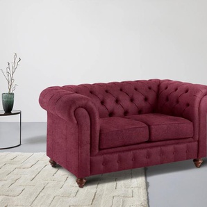 Chesterfield-Sofa HOME AFFAIRE Chesterfield 2-Sitzer B/T/H: 150/89/74 cm Sofas Gr. B/H/T: 150 cm x 74 cm x 89 cm, Lu x us-Microfaser weich, rot (weinrot) Chesterfieldsofas