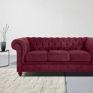 Chesterfield-Sofa HOME AFFAIRE Chesterfield 3-Sitzer B/T/H: 198/89/74 cm Sofas Gr. B/H/T: 198 cm x 74 cm x 89 cm, Lu x us-Microfaser weich, rot (weinrot) Chesterfieldsofas