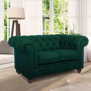 Chesterfield-Sofa HOME AFFAIRE Duc 2-Sitzer Sofas Gr. B/H/T: 147 cm x 74 cm x 89 cm, Samtoptik, grün Chesterfieldsofas