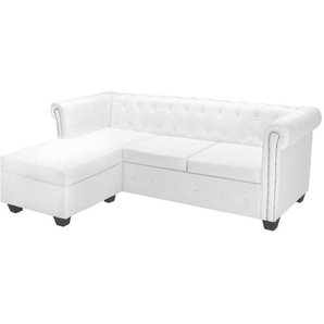 Chesterfield-Sofa L-Form Kunstleder Weiß Vidaxl