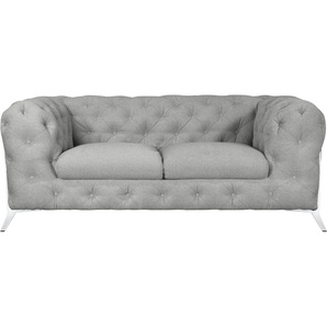 Chesterfield-Sofa LEONIQUE Amaury Sofas Gr. B/H/T: 185 cm x 75 cm x 99 cm, Struktur, Füße chromfarben, silberfarben (silber) Chesterfieldsofas