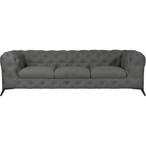 Chesterfield-Sofa LEONIQUE Amaury Sofas Gr. B/H/T: 243 cm x 75 cm x 99 cm, Struktur, Füße schwarz, grau Chesterfieldsofas