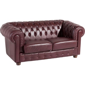 Chesterfield-Sofa MAX WINZER Bristol Sofas Gr. B/H/T: 172 cm x 76 cm x 98 cm, Leder 93420, rot Chesterfieldsofas