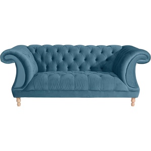 Chesterfield-Sofa MAX WINZER Isabelle Sofas Gr. B/H/T: 200 cm x 80 cm x 100 cm, Samtvelours 20442, blau (petrol) Chesterfieldsofas
