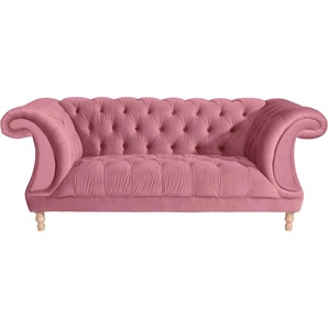 Chesterfield-Sofa MAX WINZER Isabelle Sofas Gr. B/H/T: 200 cm x 80 cm x 100 cm, Samtvelours 20442, rosa (rosé) Chesterfieldsofas