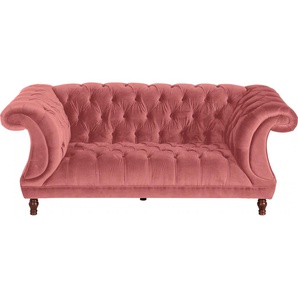 Chesterfield-Sofa MAX WINZER Isabelle Sofas Gr. B/H/T: 200 cm x 80 cm x 100 cm, Samtvelours 20442, rosa (rosé) Chesterfieldsofas