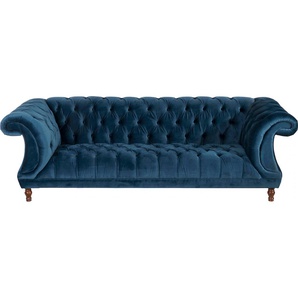 Chesterfield-Sofa MAX WINZER Isabelle Sofas Gr. B/H/T: 253 cm x 80 cm x 100 cm, Samtvelours 20442, blau (petrol) Chesterfieldsofas