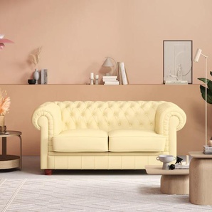 Chesterfield-Sofa MAX WINZER Kent Sofas Gr. B/H/T: 173 cm x 75 cm x 101 cm, Leder 92100, beige Chesterfieldsofas