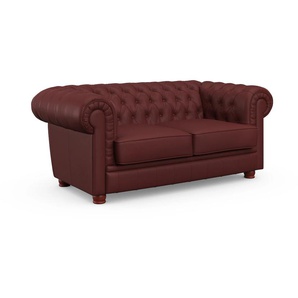 Chesterfield-Sofa MAX WINZER Kent Sofas Gr. B/H/T: 173 cm x 75 cm x 101 cm, Leder 92100, rot Chesterfieldsofas