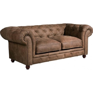 Chesterfield-Sofa MAX WINZER Old England Sofas Gr. B/H/T: 192 cm x 76 cm x 96 cm, Leder 93800, braun Chesterfieldsofas
