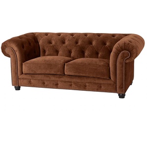 Chesterfield-Sofa MAX WINZER Old England Sofas Gr. B/H/T: 192 cm x 76 cm x 96 cm, Microfaser 20441, 2-Sitzer, braun Chesterfieldsofas