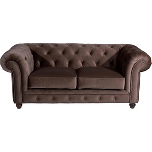 Chesterfield-Sofa MAX WINZER Old England Sofas Gr. B/H/T: 192 cm x 76 cm x 96 cm, Samtvelours 20442, braun Chesterfieldsofas