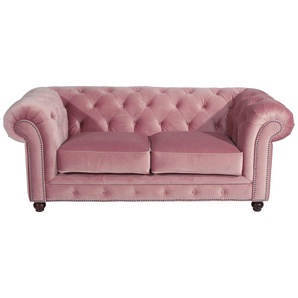 Chesterfield-Sofa MAX WINZER Old England Sofas Gr. B/H/T: 192 cm x 76 cm x 96 cm, Samtvelours 20442, rosa (rosé) Chesterfieldsofas