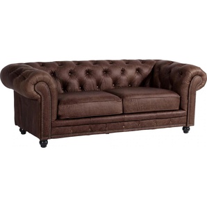Chesterfield-Sofa MAX WINZER Old England Sofas Gr. B/H/T: 218 cm x 76 cm x 96 cm, NaturLEDER, braun Chesterfieldsofas
