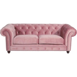 Chesterfield-Sofa MAX WINZER Old England Sofas Gr. B/H/T: 218 cm x 76 cm x 96 cm, Samtvelours 20442, rosa (rosé) Chesterfieldsofas