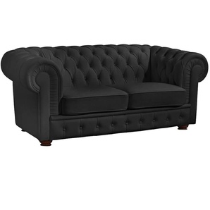 Chesterfield-Sofa MAX WINZER Windsor Sofas Gr. B/H/T: 175 cm x 75 cm x 96 cm, Kunstleder, 2-Sitzer, schwarz Chesterfieldsofas