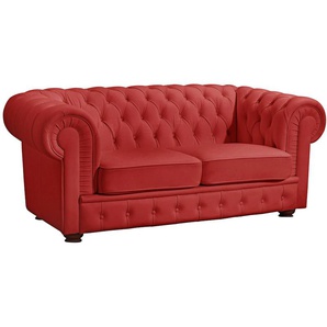 Chesterfield-Sofa MAX WINZER Windsor Sofas Gr. B/H/T: 175 cm x 75 cm x 96 cm, Leder, 2-Sitzer, rot Chesterfieldsofas
