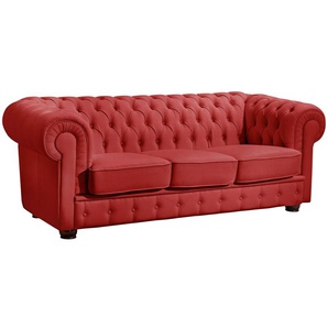 Chesterfield-Sofa MAX WINZER Windsor Sofas Gr. B/H/T: 205 cm x 75 cm x 96 cm, Kunstleder, 3-Sitzer, rot Chesterfieldsofas mit edler Knopfheftung, 2-Sitzer oder 3-Sitzer