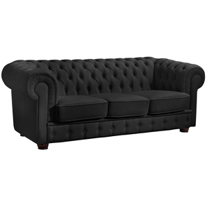 Chesterfield-Sofa MAX WINZER Windsor Sofas Gr. B/H/T: 205 cm x 75 cm x 96 cm, Kunstleder, 3-Sitzer, schwarz Chesterfieldsofas mit edler Knopfheftung, 2-Sitzer oder 3-Sitzer